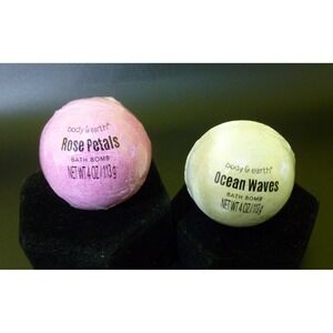 2 Body & Earth ~ Bath Bomb  4oz / 113g ~ Rose Petals & Ocean Waves ~ New